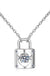 Sterling Silver Moissanite Heart Lock Charm Necklace - LECCE