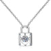 Sterling Silver Moissanite Heart Lock Charm Necklace - LECCE