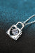 Sterling Silver Moissanite Heart Lock Charm Necklace - LECCE