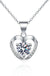 Sterling Silver Moissanite Heart Pendant Necklace - LECCE