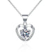 Sterling Silver Moissanite Heart Pendant Necklace - LECCE