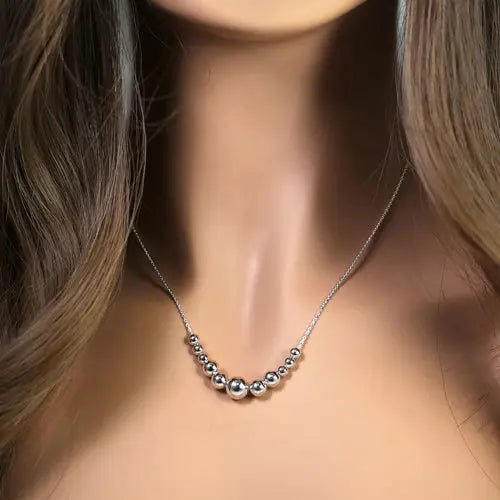 Sterling Silver Tier Bead Necklace - LECCE