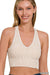 Stone Washed Seamless Racerback Tank Top with Bra Pads - LECCE