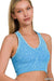 Stone Washed Seamless Racerback Tank Top with Bra Pads - LECCE