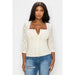 Stratch smocked front button square neck top - LECCE