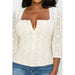 Stratch smocked front button square neck top - LECCE