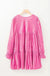 Strawberry Pink Long Sleeve Ruffled Velvet Mini Dress - LECCE