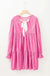 Strawberry Pink Long Sleeve Ruffled Velvet Mini Dress - LECCE