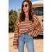 Stripe Drop Shoulder Casual Sweater - LECCE