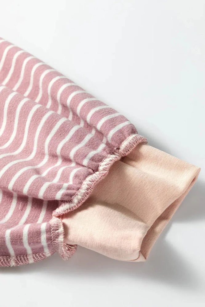 Stripe Exposed Stitching Patchwork Long Sleeve - LECCE