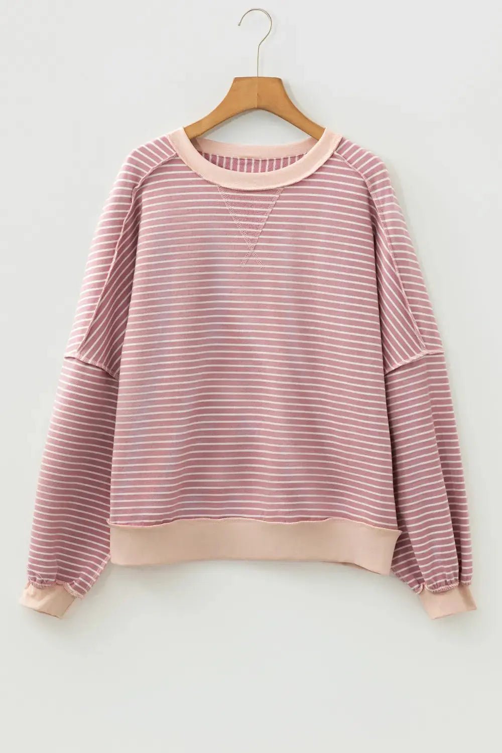 Stripe Exposed Stitching Patchwork Long Sleeve