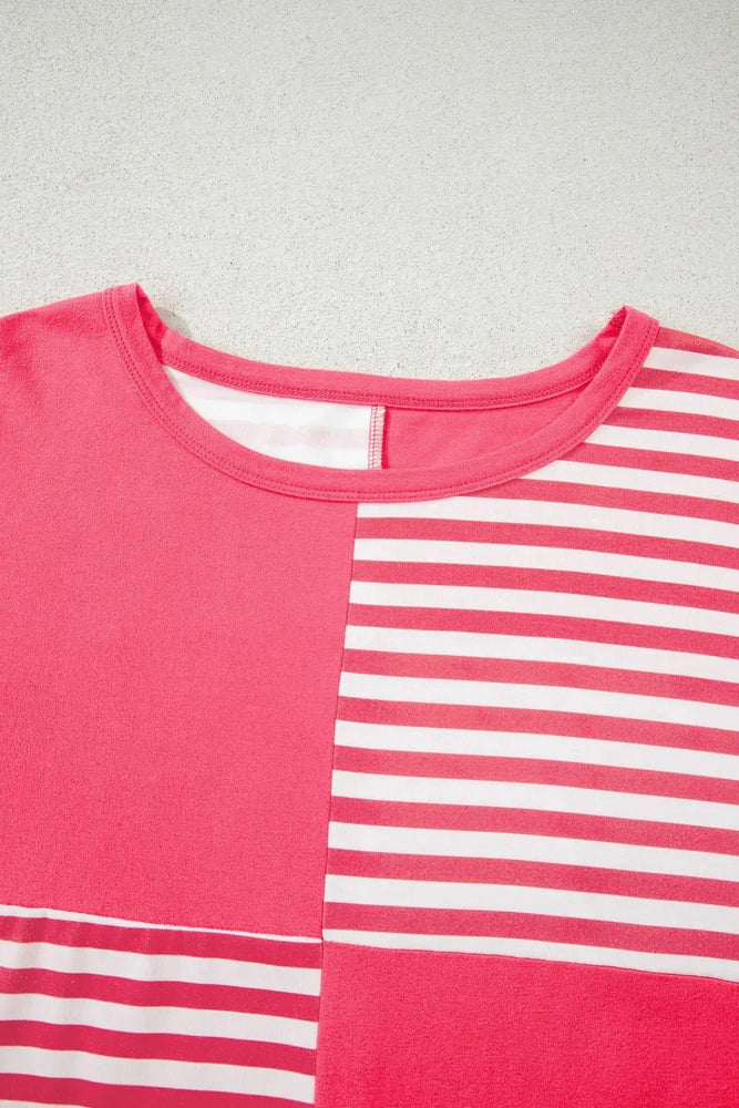 Stripe Patchwork Long Sleeve Top - LECCE