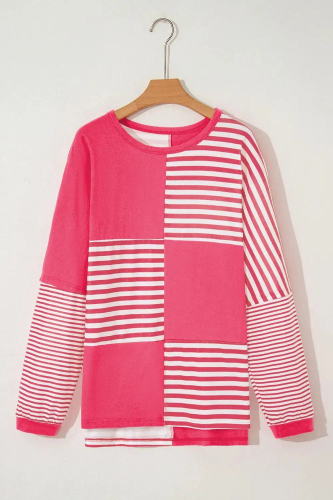 Stripe Patchwork Long Sleeve Top - LECCE