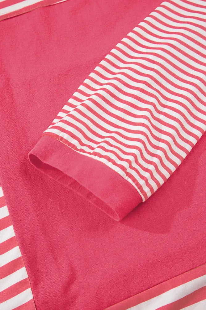 Stripe Patchwork Long Sleeve Top - LECCE