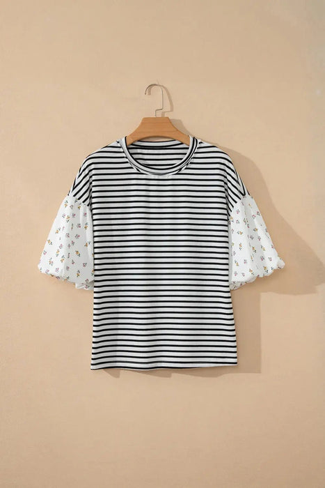 Striped & Floral Patchwork Blouse - LECCE