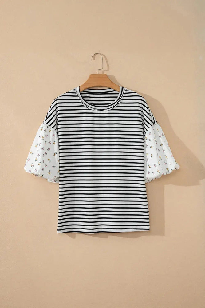 Striped & Floral Patchwork Blouse - LECCE