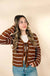 Striped Front Tie V Neck Cardigan - LECCE