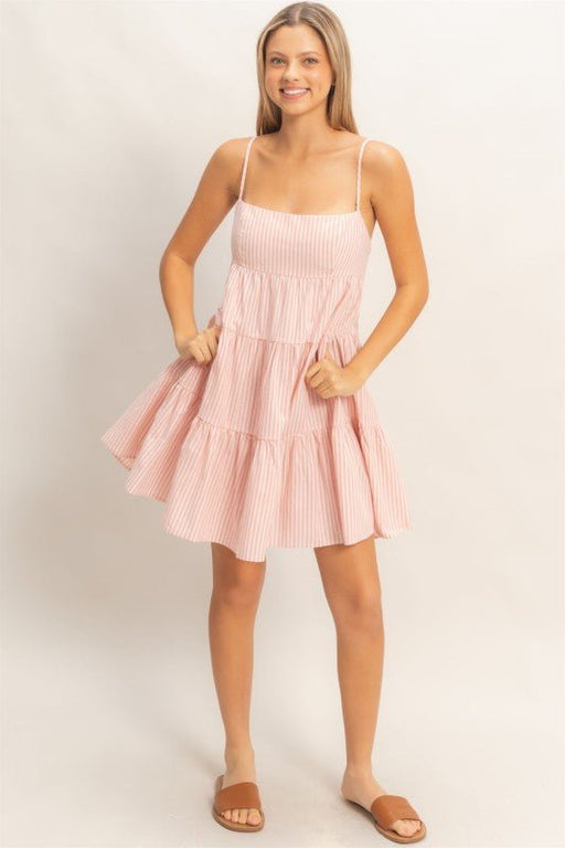 Striped Sleeveless A - line Dress - LECCE