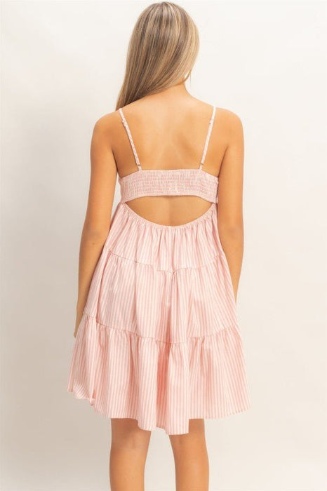 Striped Sleeveless A - line Dress - LECCE