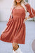 Suede Square Neck Puff Sleeve Dress - LECCE