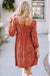 Suede Square Neck Puff Sleeve Dress - LECCE