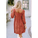 Suede Square Neck Puff Sleeve Dress - LECCE