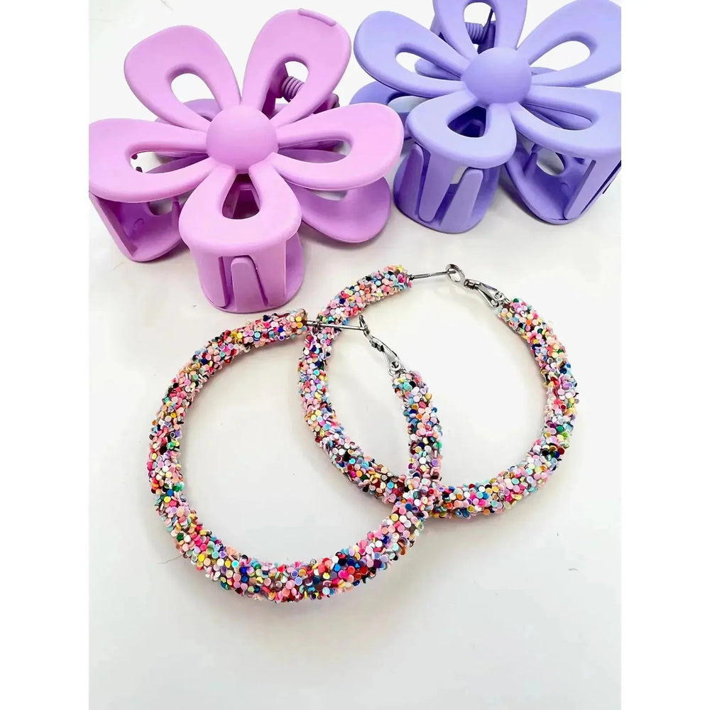 Summertime Glitter Hoops Earrings - LECCE