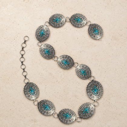 Western Turquoise Concho Chain Belt