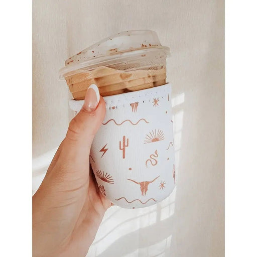 Tan Southwest Iced Coffee Sleeve/Koozie - 16oz - LECCE