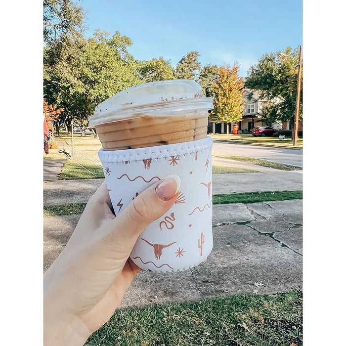 Tan Southwest Iced Coffee Sleeve/Koozie - 16oz - LECCE