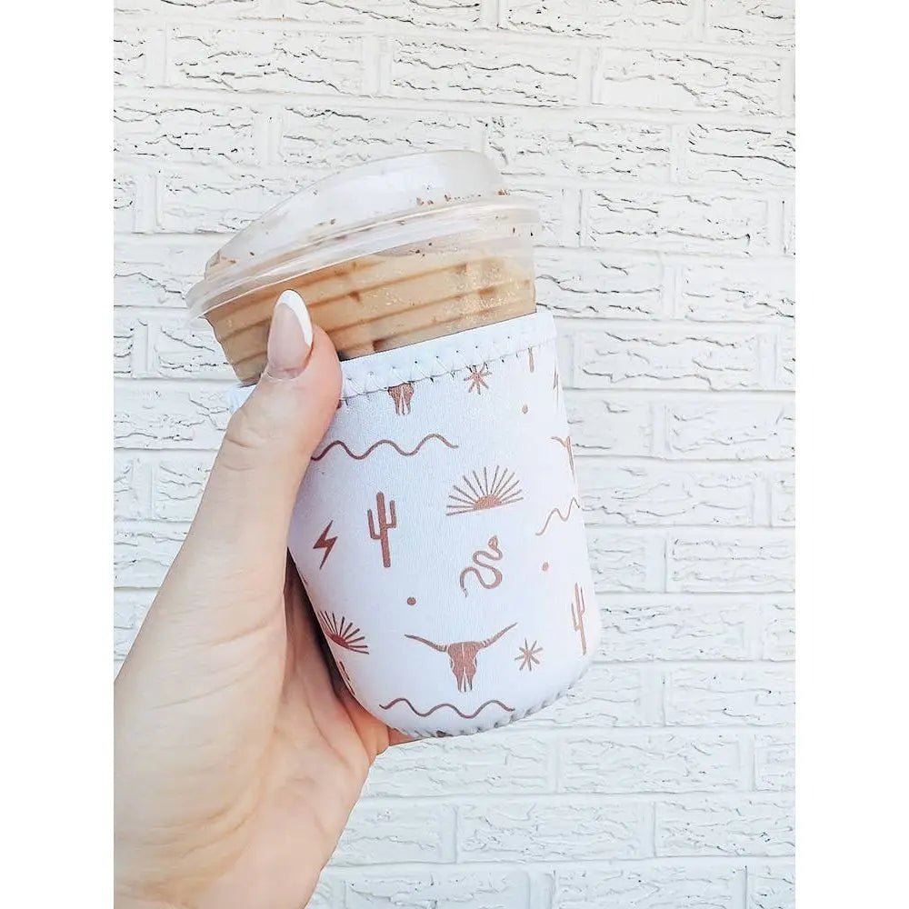 Tan Southwest Iced Coffee Sleeve/Koozie - 16oz - LECCE