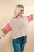 Taupe Color block Exposed Seam Round Neck Sweater - LECCE