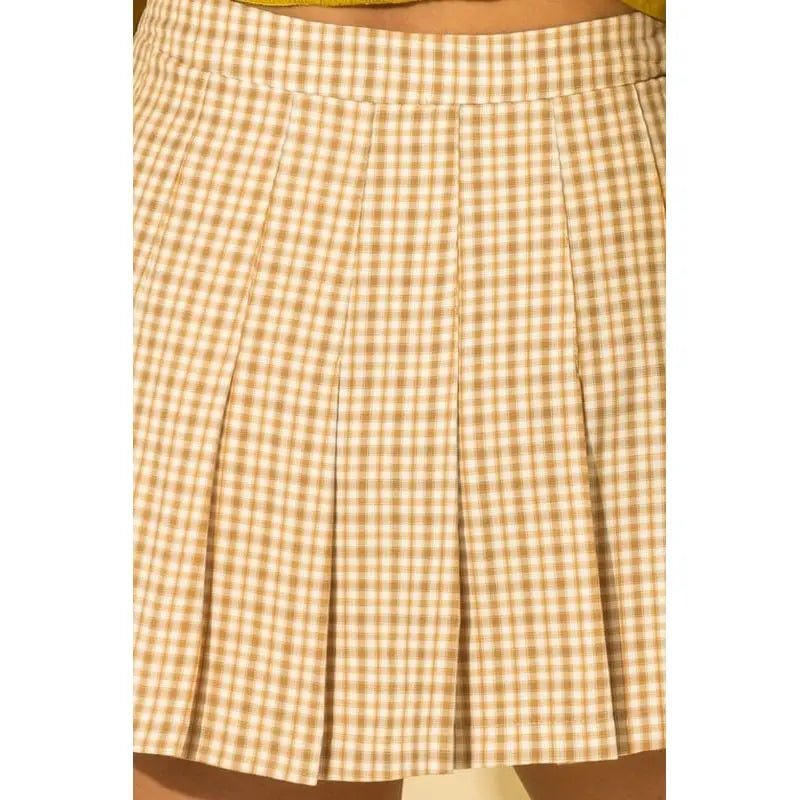 Tease Me Plaid Pleated Skater Mini Skirt - LECCE