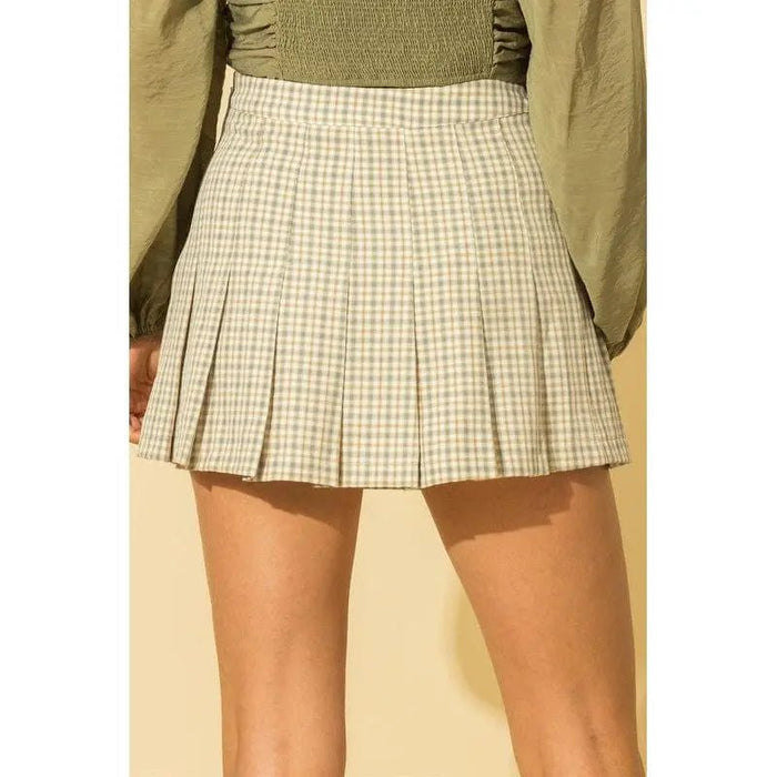 Tease Me Plaid Pleated Skater Mini Skirt - LECCE