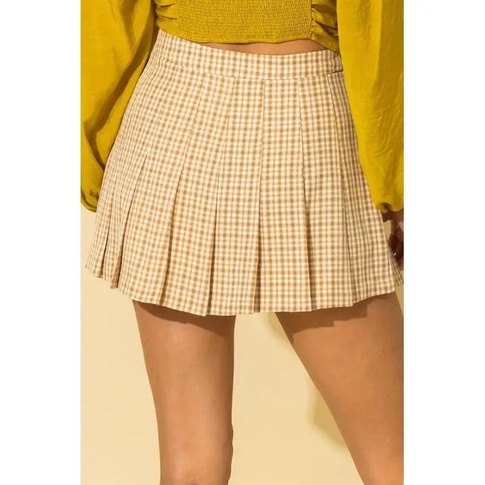 Tease Me Plaid Pleated Skater Mini Skirt - LECCE