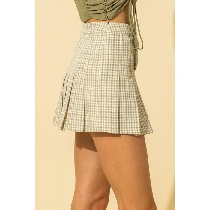 Tease Me Plaid Pleated Skater Mini Skirt - LECCE