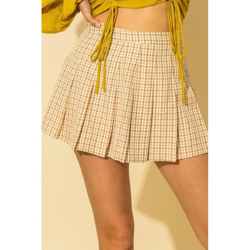 Tease Me Plaid Pleated Skater Mini Skirt - LECCE