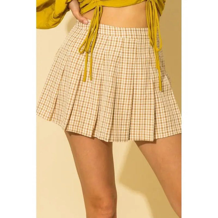 Tease Me Plaid Pleated Skater Mini Skirt - LECCE