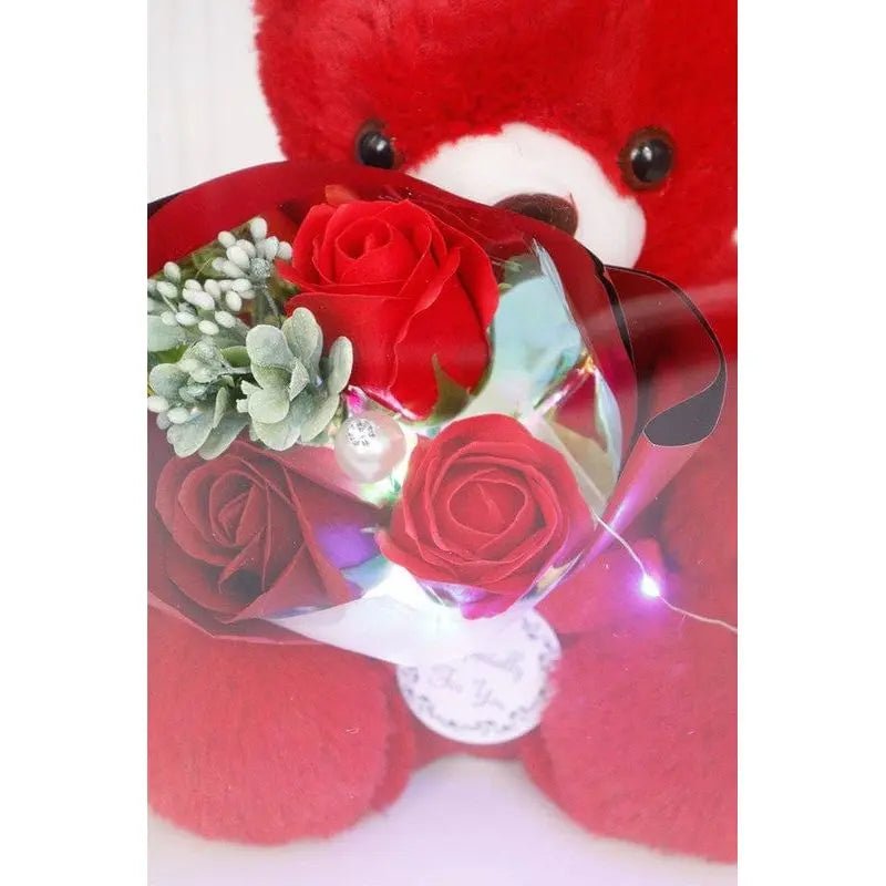Teddy Bear with Rose Bouquet LED Light - Up Gift Box - LECCE