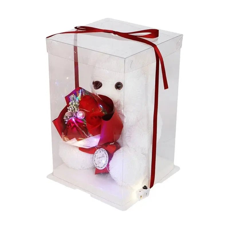 Teddy Bear with Rose Bouquet LED Light-Up Gift Box