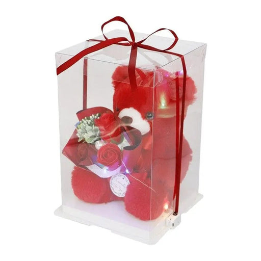 Teddy Bear with Rose Bouquet LED Light - Up Gift Box - LECCE
