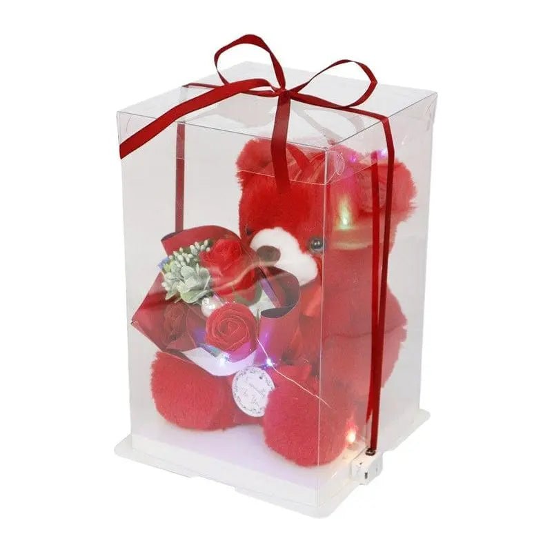 Teddy Bear with Rose Bouquet LED Light - Up Gift Box - LECCE