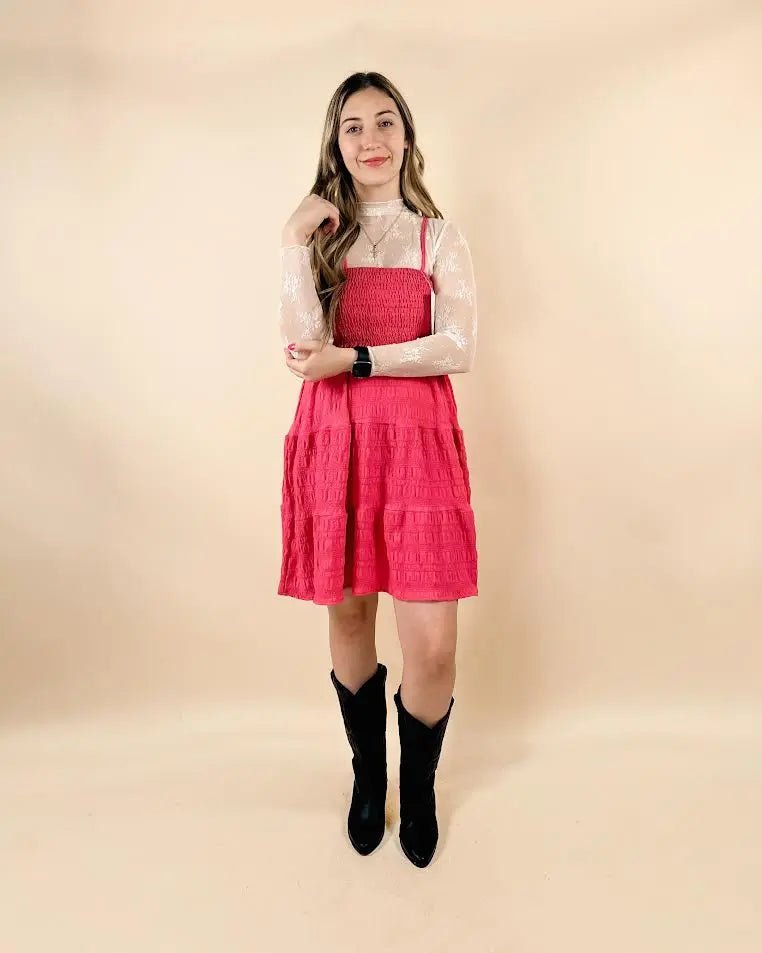 Thin Suspender Versatile Textured Dress