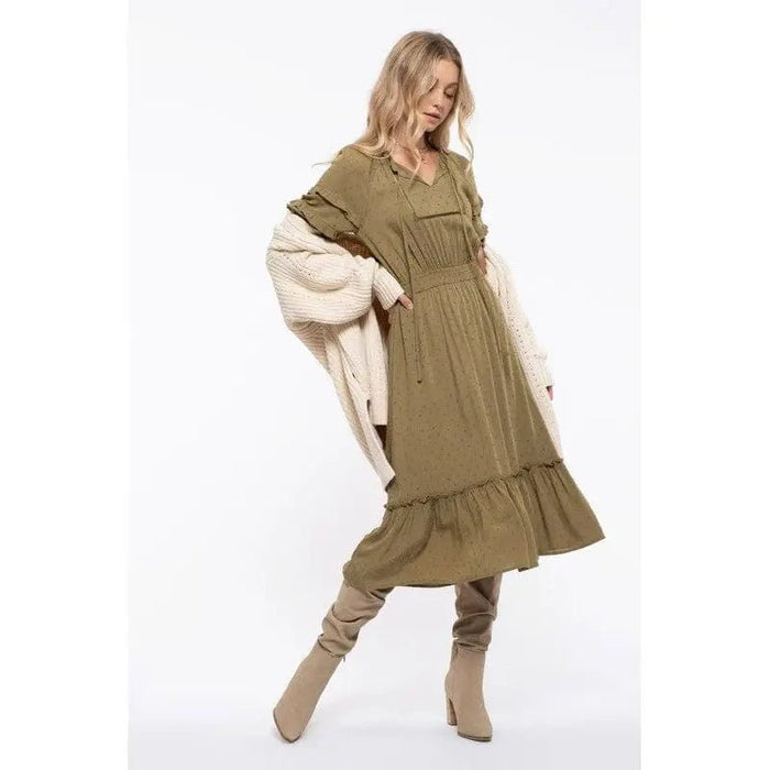 Tiered Hem Midi Dress - LECCE