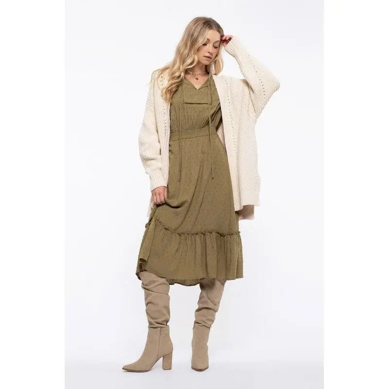 Tiered Hem Midi Dress - LECCE