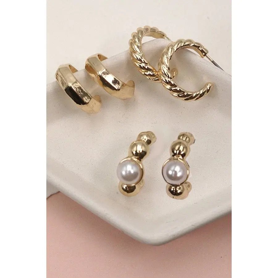 Trio Hoop Mini Huggie Earrings