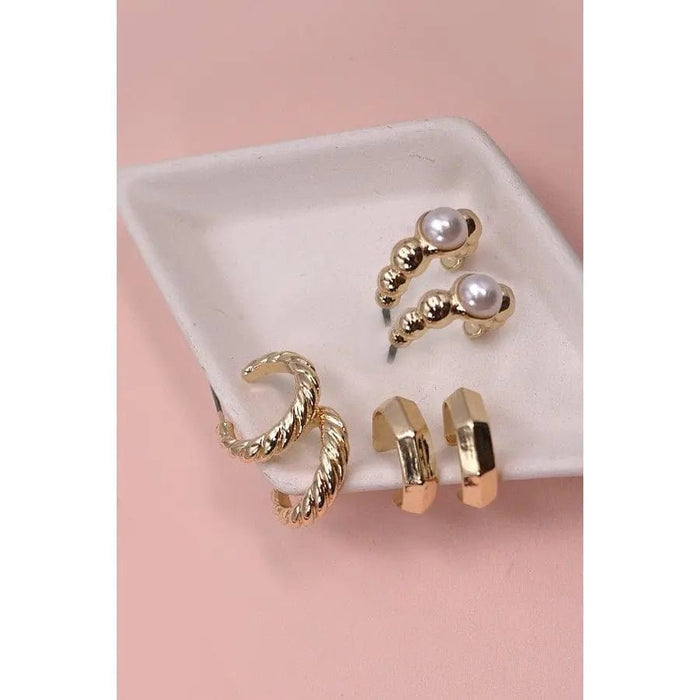 Trio Hoop Mini Huggie Earrings - LECCE