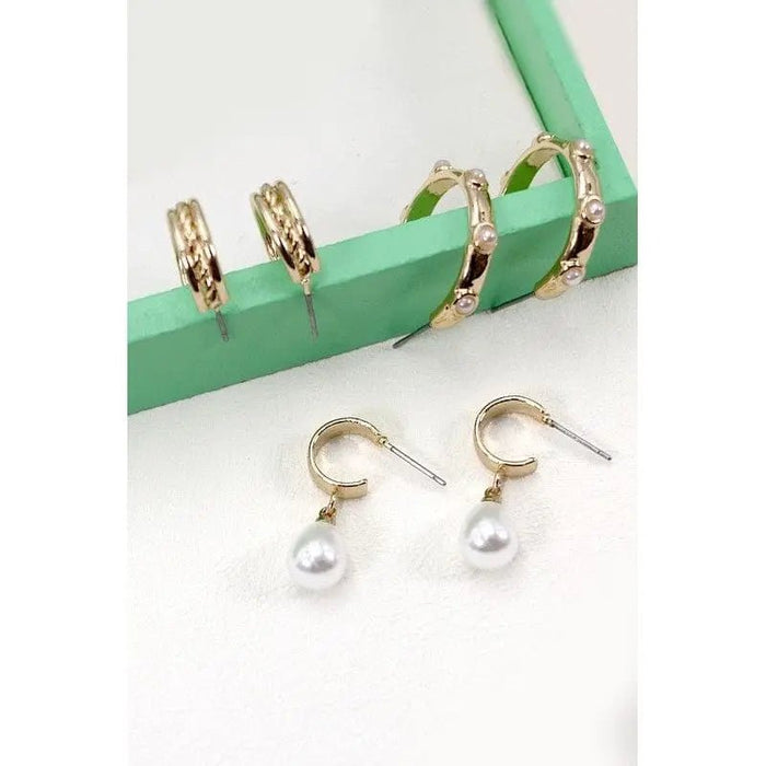 Trio Hoop Pearl Earringstrio Hoop Pearl Earrings - LECCE