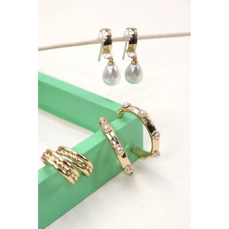 Trio Hoop Pearl Earringstrio Hoop Pearl Earrings - LECCE