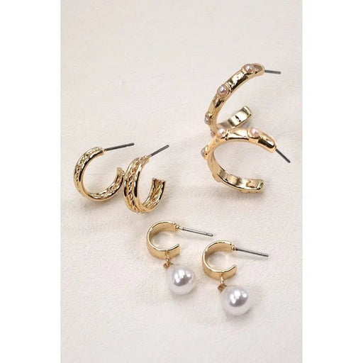 Trio Hoop Pearl Earringstrio Hoop Pearl Earrings - LECCE